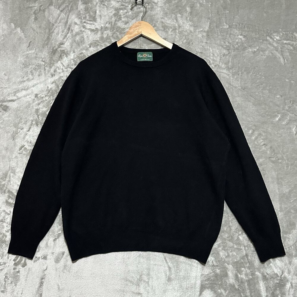 Alan Paine Mens Super Geelong Lambswool Crew Neck Sweater Size L Black Quiet Lux